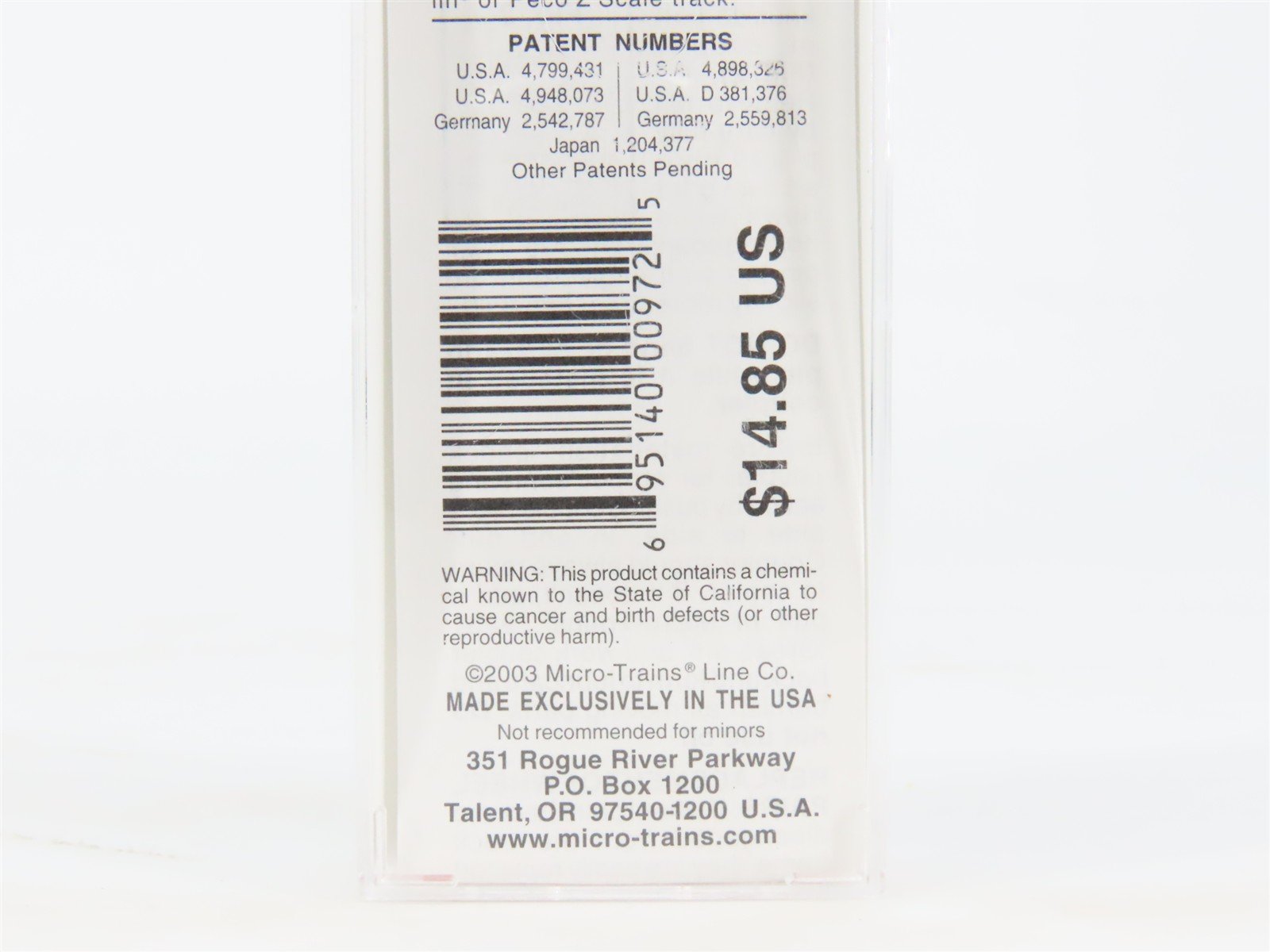 Nn3 Scale Micro-Trains MTL 15110 MSR'Y Montana Southern Single Door Box Car #501