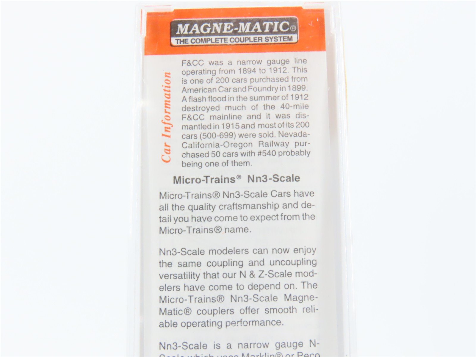 Nn3 Scale Micro-Trains MTL 15104 F&CC Florence & Cripple Creek 30' Box Car #540