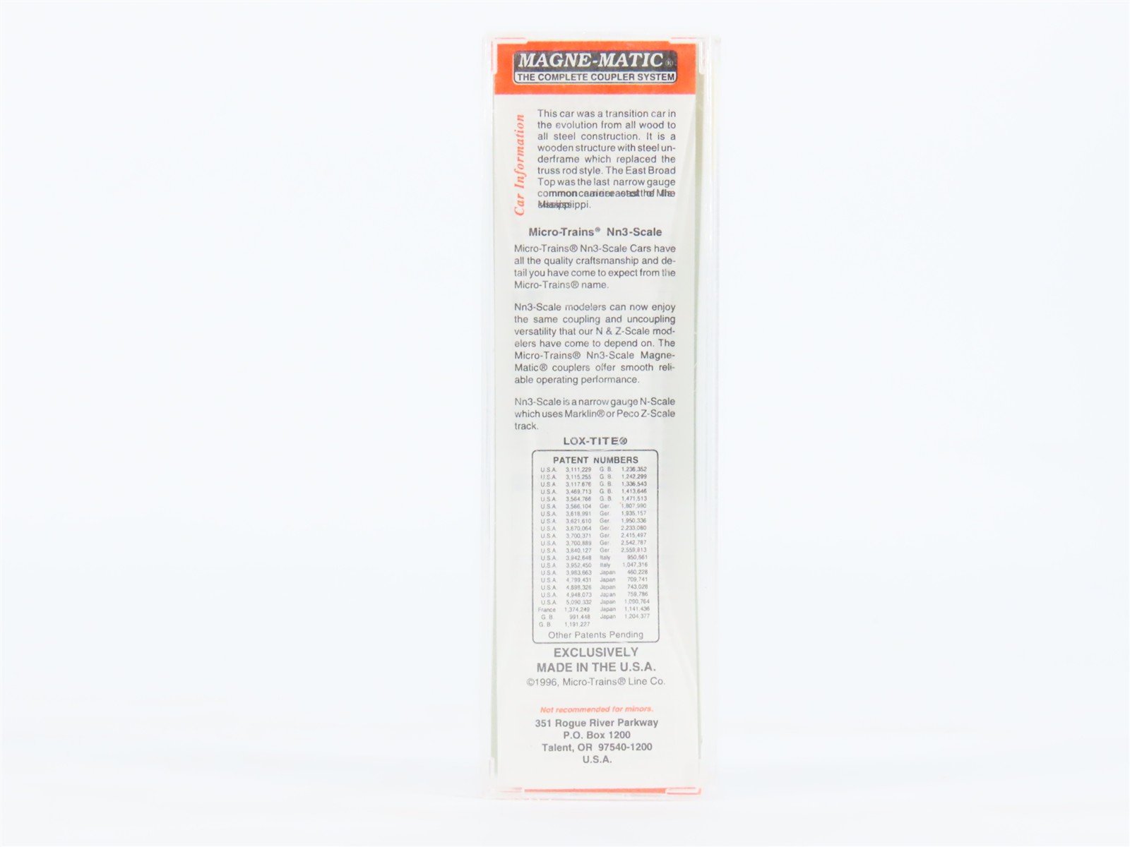 Nn3 Scale Micro-Trains MTL 15107 East Broad Top 30' Single Door Box Car #170