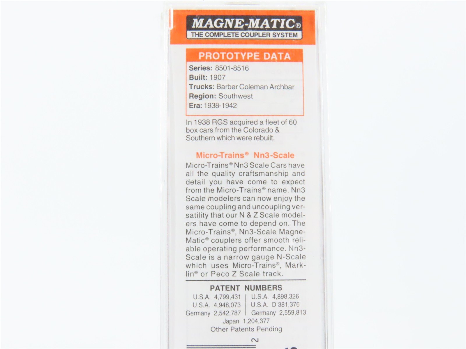 Nn3 Scale Micro-Trains MTL 80000130 RGS Rio Grande Southern 30' Box Car #8506
