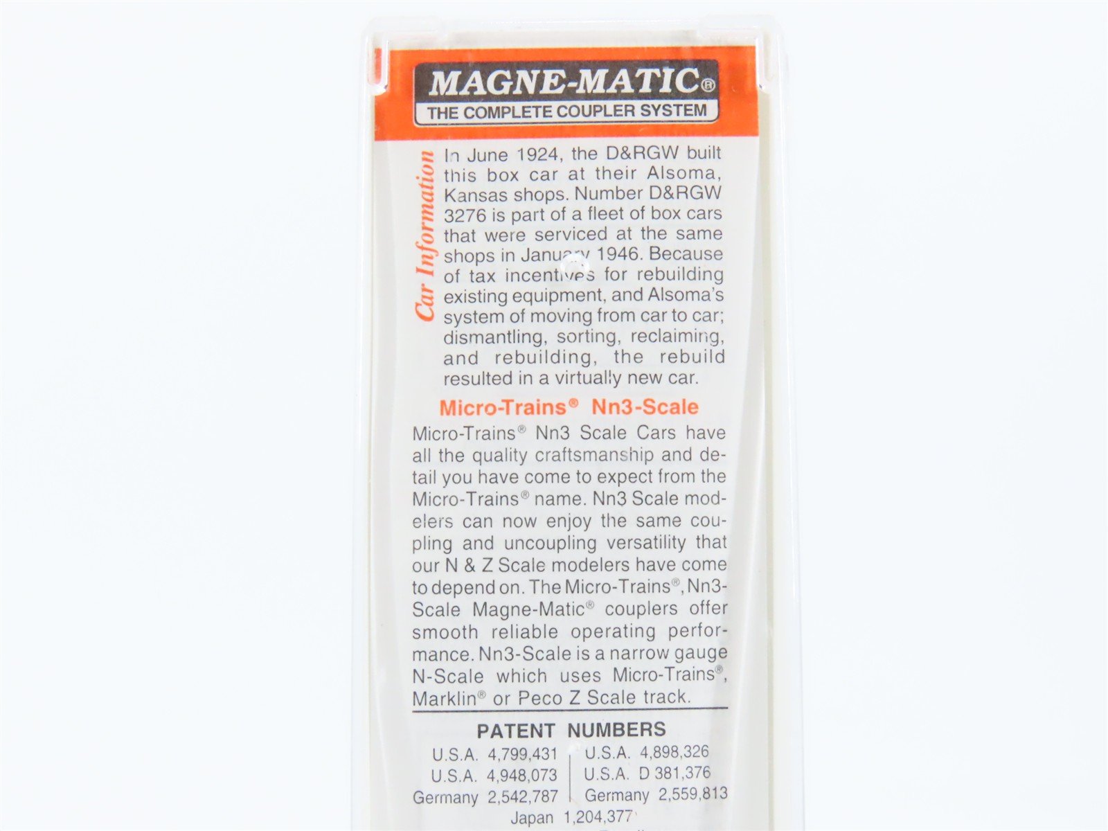 Nn3 Scale Micro-Trains MTL 15112 D&RGW Rio Grande Single Door Box Car #3276