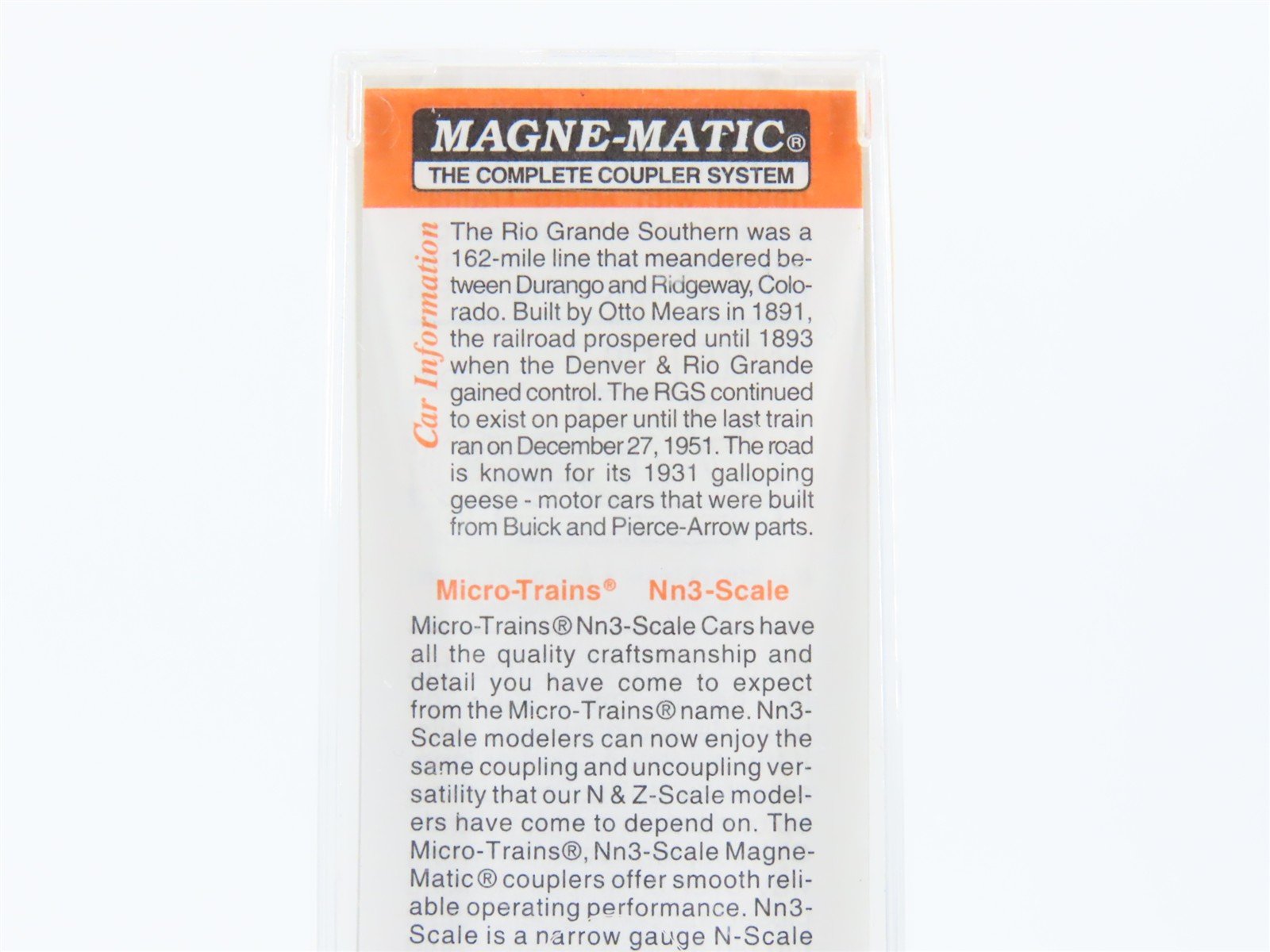 Nn3 Scale Micro-Trains MTL 15113 RGS Rio Grande Southern 30' Box Car #8512