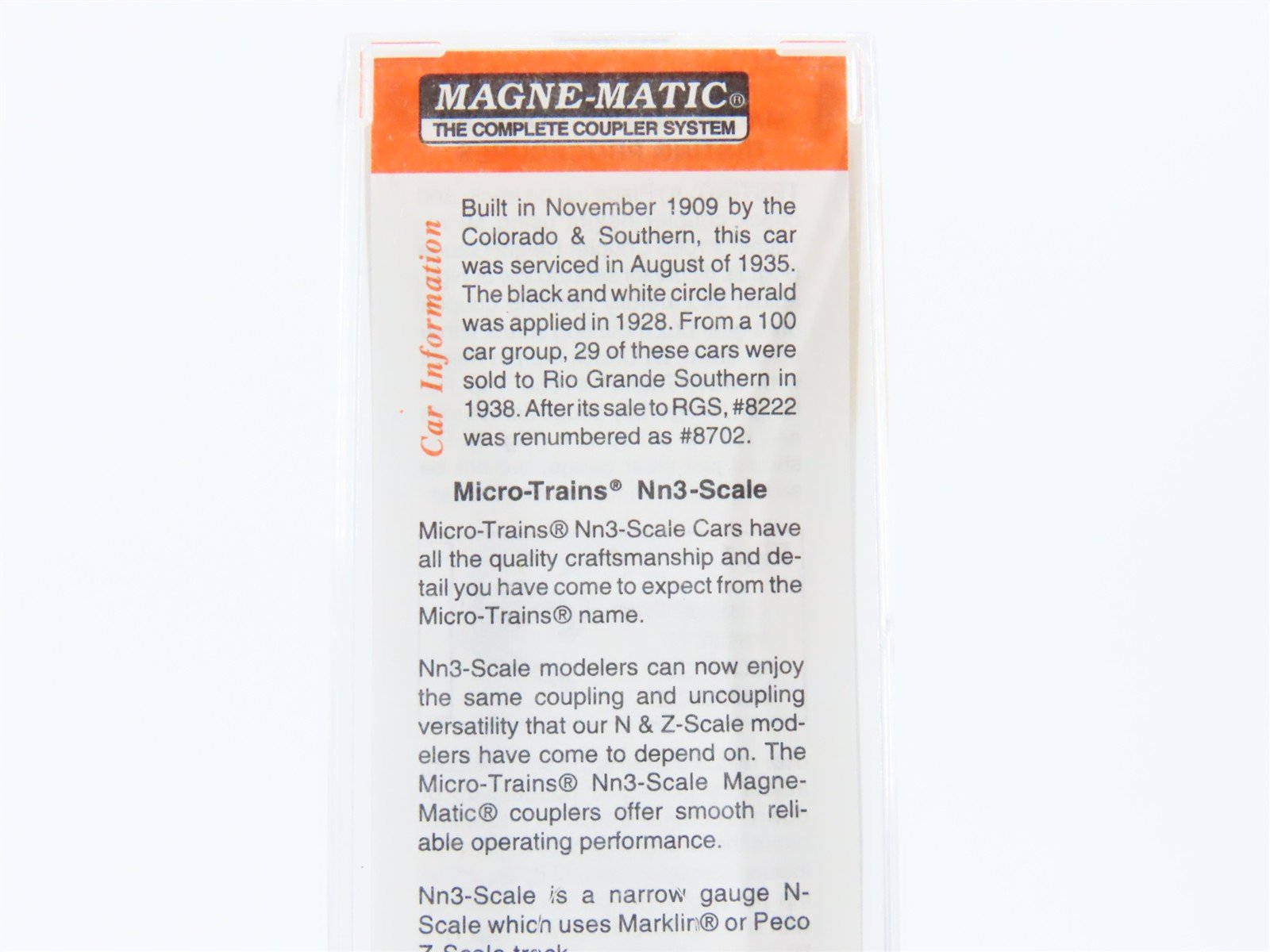 Nn3 Scale Micro-Trains MTL 15106 C&S Colorado & Southern 30' Box Car #8222