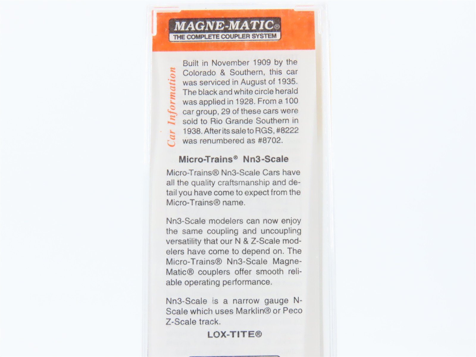 Nn3 Scale Micro-Trains MTL 15106 C&S Colorado & Southern 30' Box Car #8222
