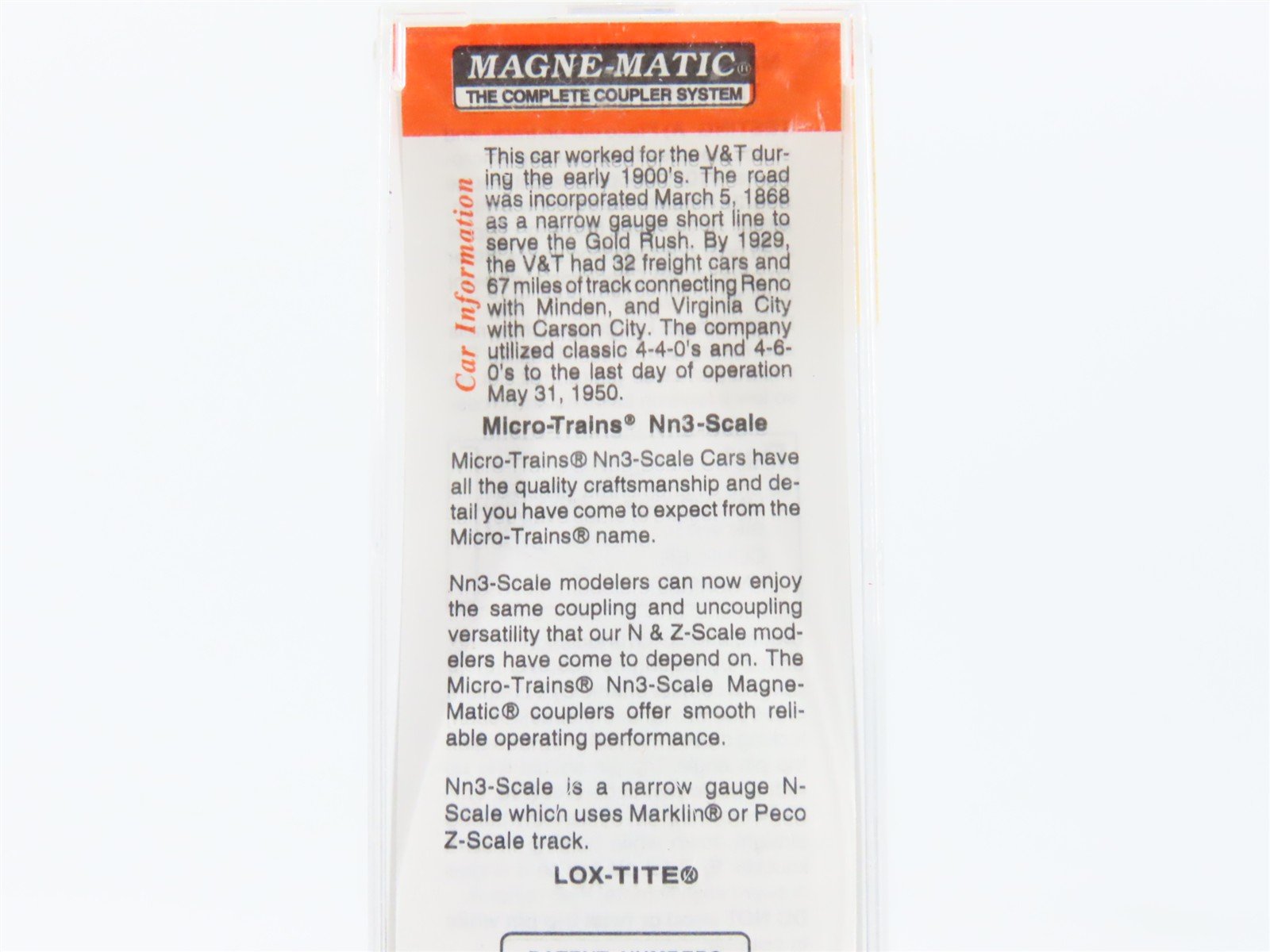 Nn3 Scale Micro-Trains MTL 15109 V&T Virginia & Truckee 30' Box Car #1013