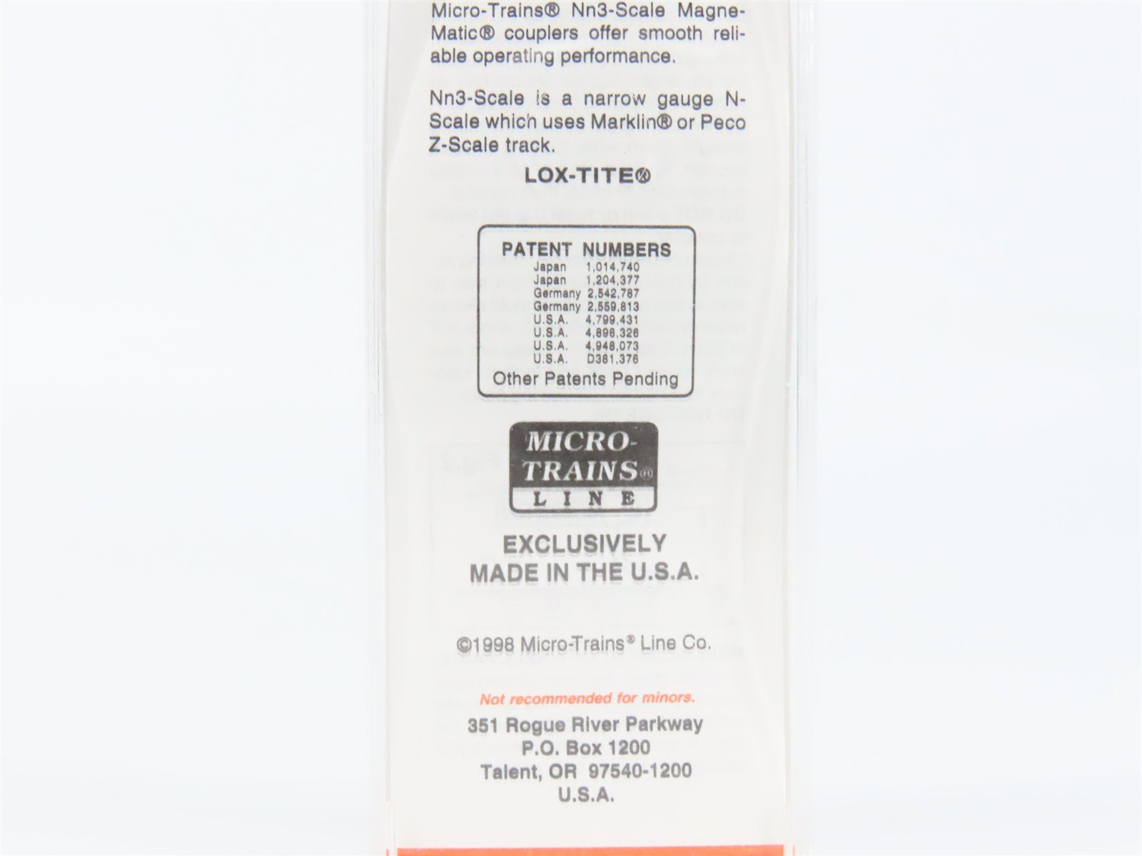 Nn3 Scale Micro-Trains MTL 15109 V&T Virginia & Truckee 30' Box Car #1013