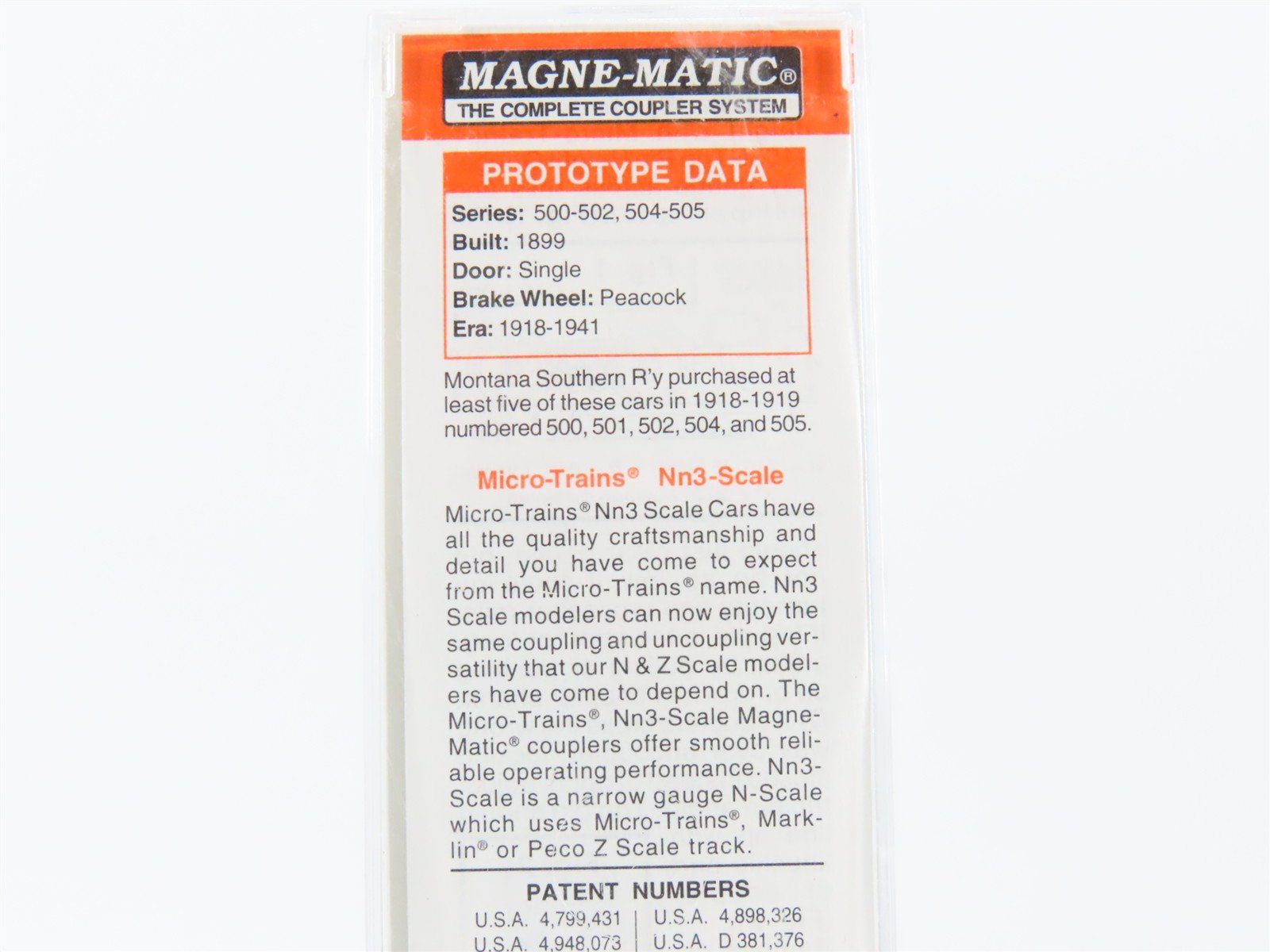 Nn3 Scale Micro-Trains MTL 15110 MSR'Y Montana Southern Single Door Box Car #501