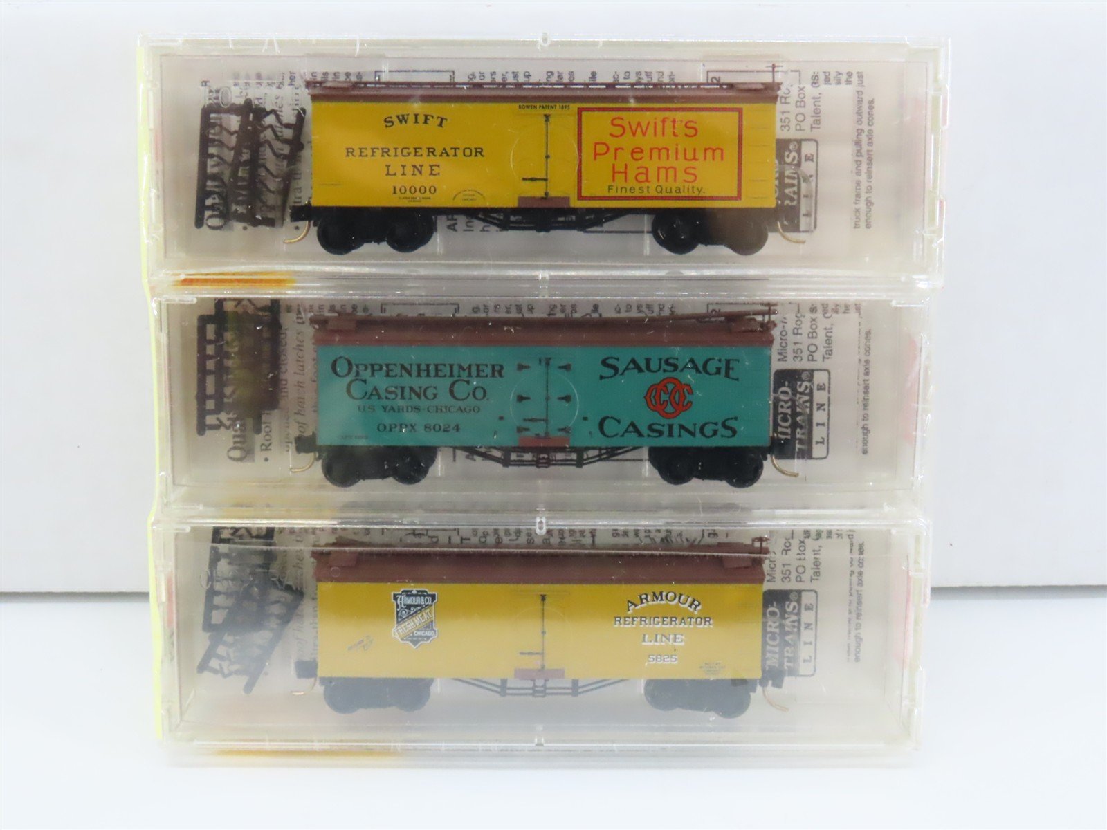N Micro-Trains MTL 58072 Swift, Oppenheimer, Armour Meat-Packers Reefers 3-Pack