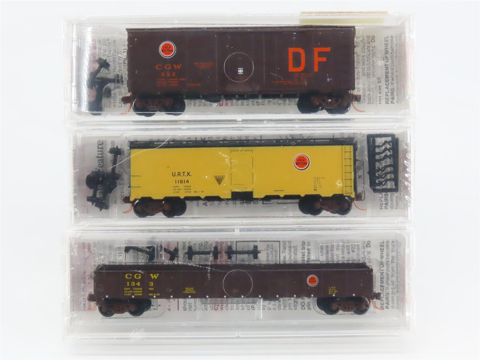 N Micro-Trains MTL CGW Chicago Great Western Box Car, Reefer, & Gondola 3-Pack