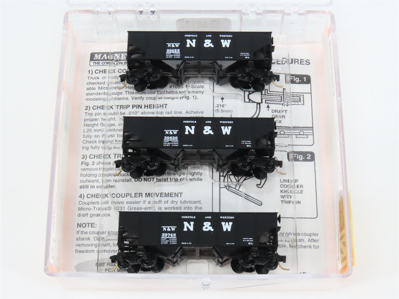 N Scale Micro-Trains MTL 91012 N&W Norfolk & Western 2-Bay Open Hoppers 3-Pack