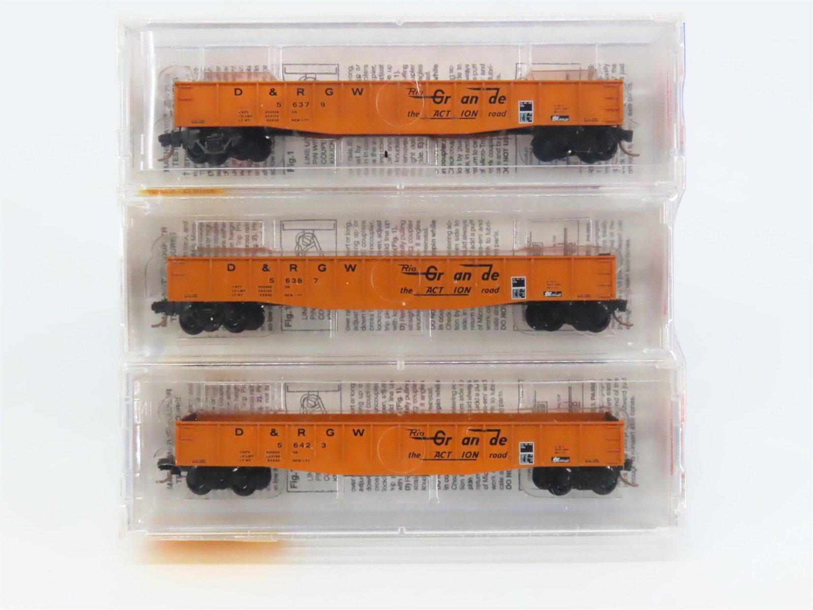 N Scale Micro-Trains MTL 46042 D&RGW Rio Grande 50' Gondola 3-Pack Sealed