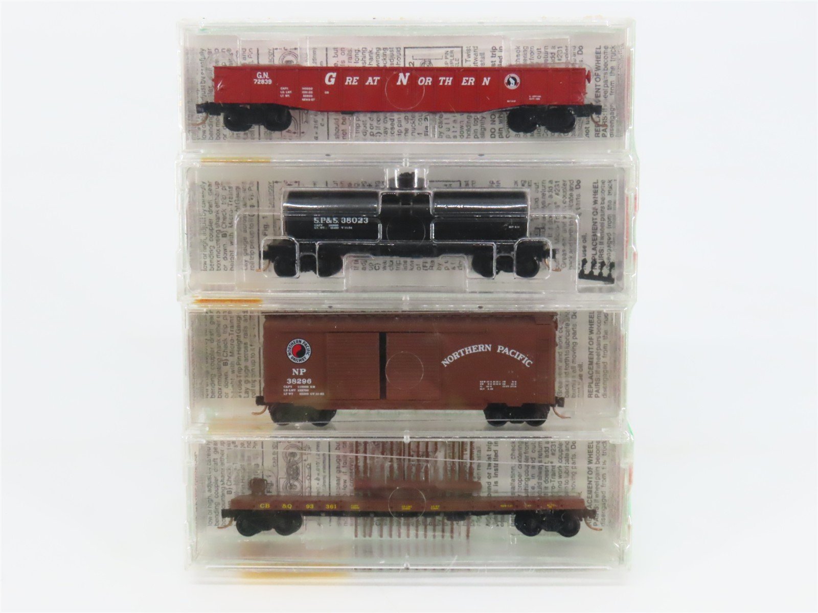 N Micro-Trains MTL 23252 BN Merger Fallen Flags #5 Freight 4-Pack Sealed