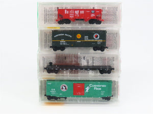N Micro-Trains MTL 21212 SP&S/GN/NP/CB&Q Fallen Flags Freight 4-Pack Sealed