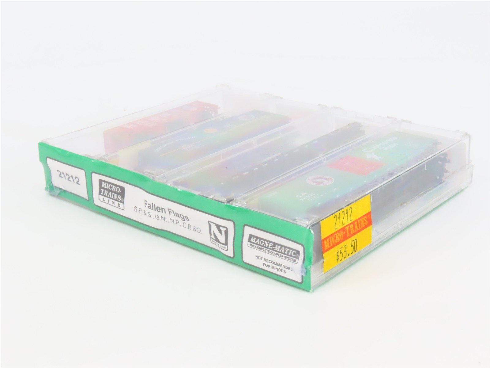 N Micro-Trains MTL 21212 SP&S/GN/NP/CB&Q Fallen Flags Freight 4-Pack Sealed