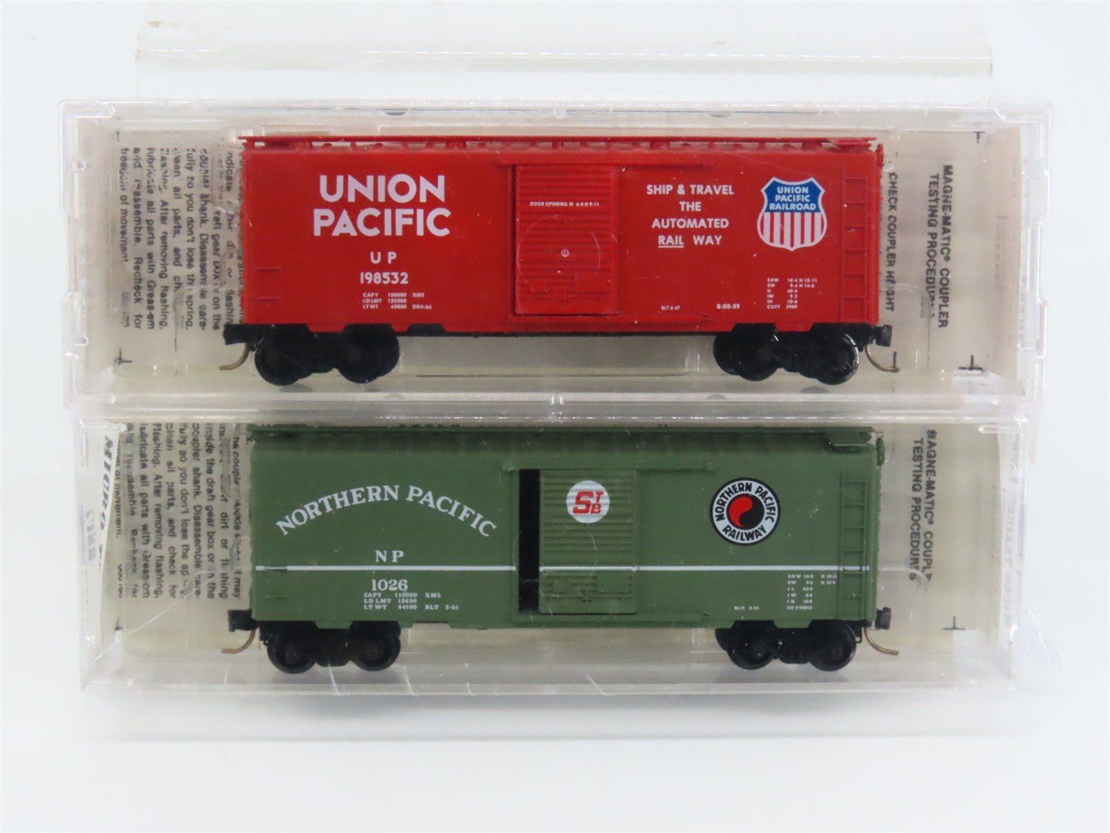 N Kadee Micro-Trains MTL TexNrails Special Run UP/NP Box Cars 2-Pack Sealed