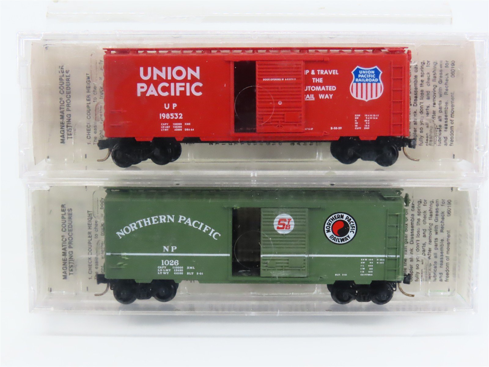 N Kadee Micro-Trains MTL TexNrails Special Run UP/NP Box Cars 2-Pack Sealed