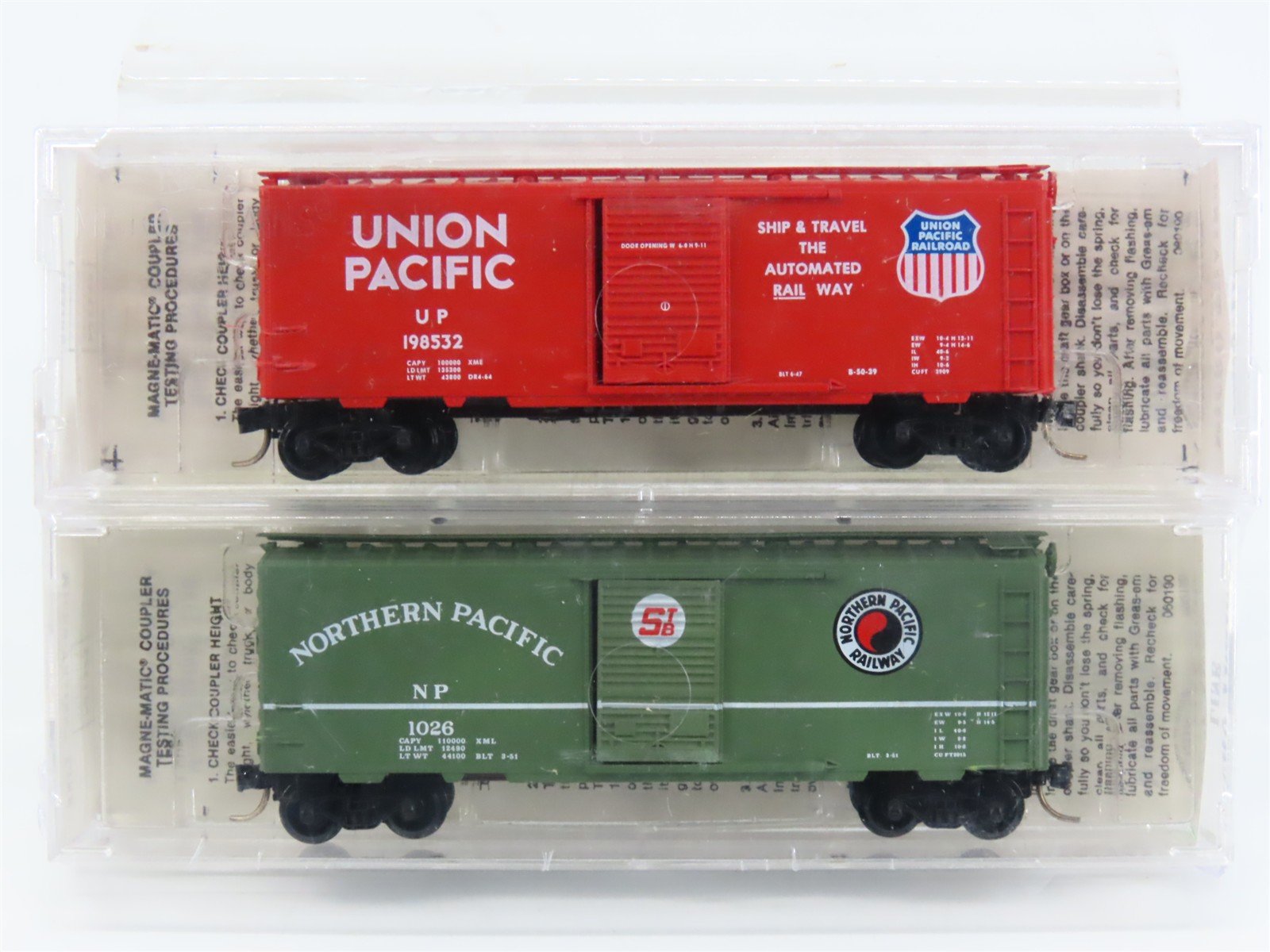 N Kadee Micro-Trains MTL TexNrails Special Run UP/NP Box Cars 2-Pack Sealed