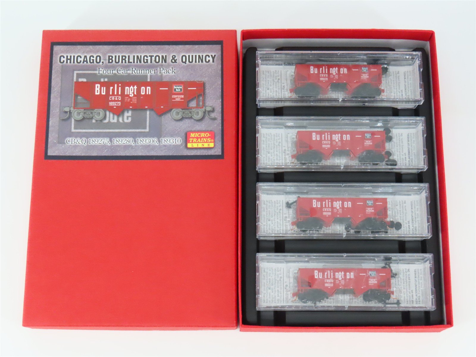 N Scale Micro-Trains MTL 993 00 004 CB&Q Burlington Hoppers 4-Car Runner Pack