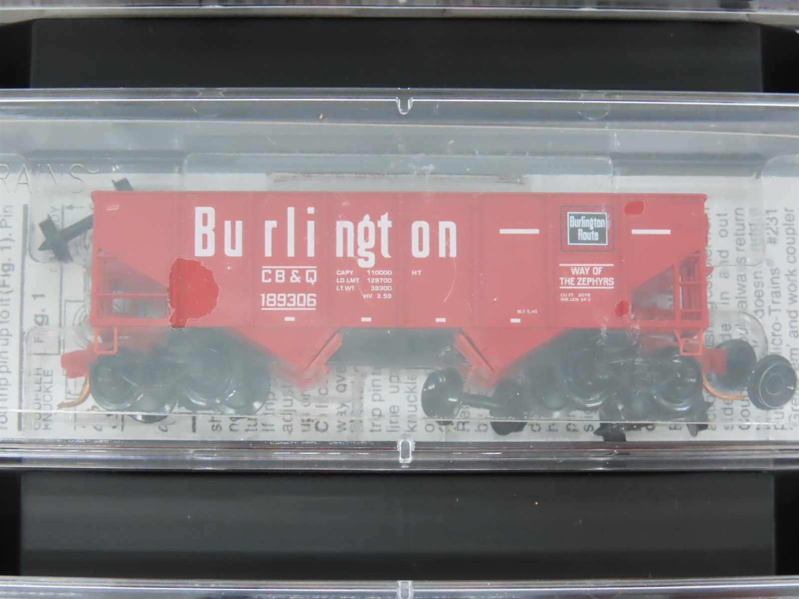 N Scale Micro-Trains MTL 993 00 004 CB&Q Burlington Hoppers 4-Car Runner Pack