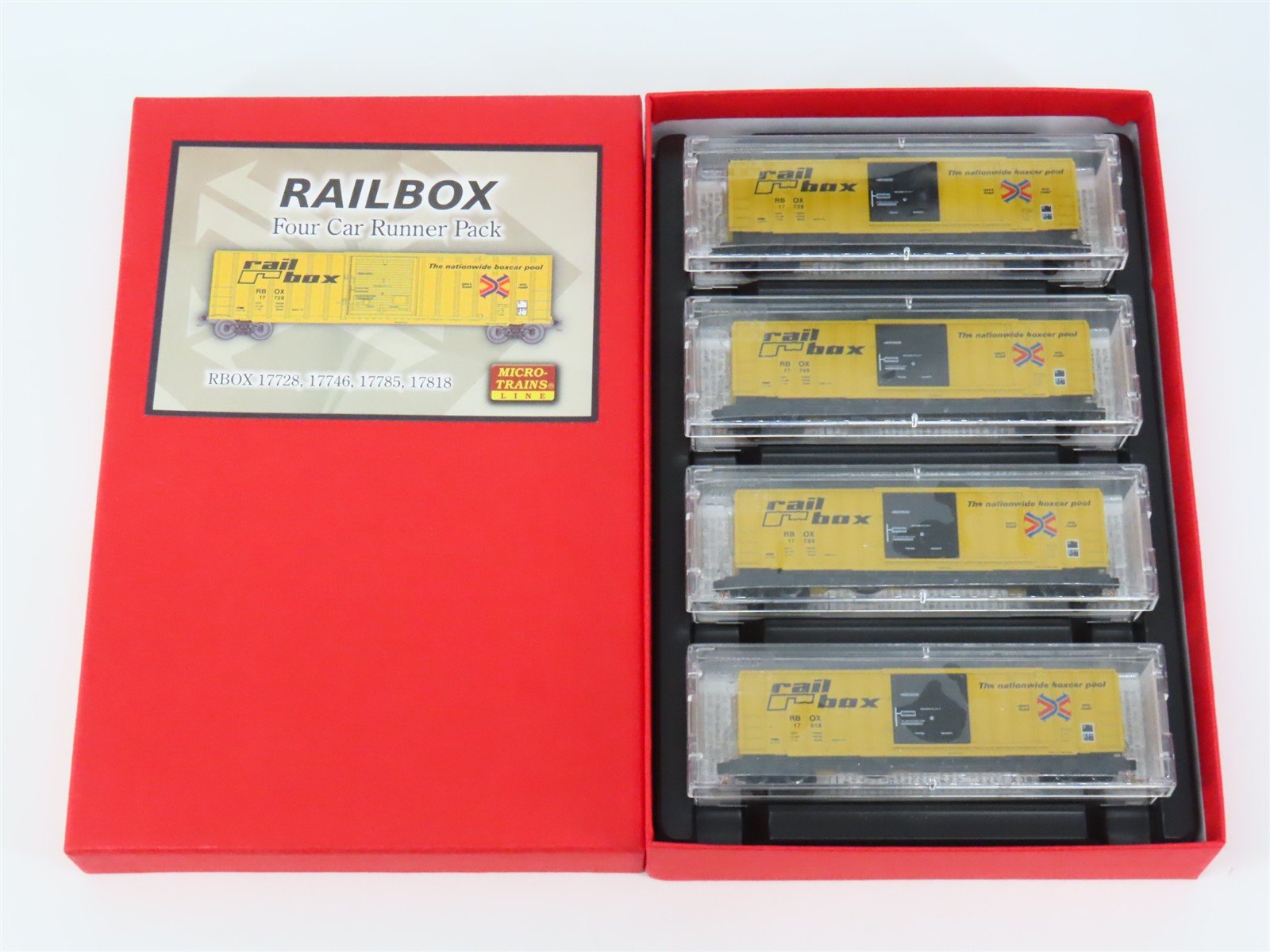 N Scale Micro-Trains MTL 993 00 015 RBOX Railbox Box Car 4-Car Runner Pack