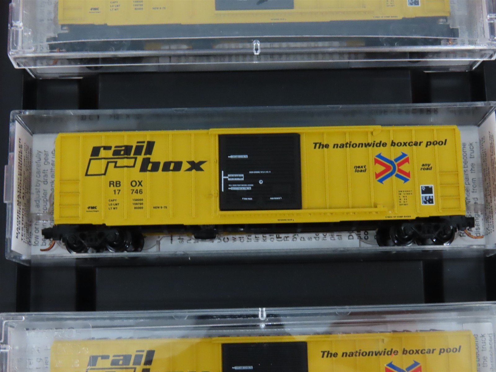 N Scale Micro-Trains MTL 993 00 015 RBOX Railbox Box Car 4-Car Runner Pack
