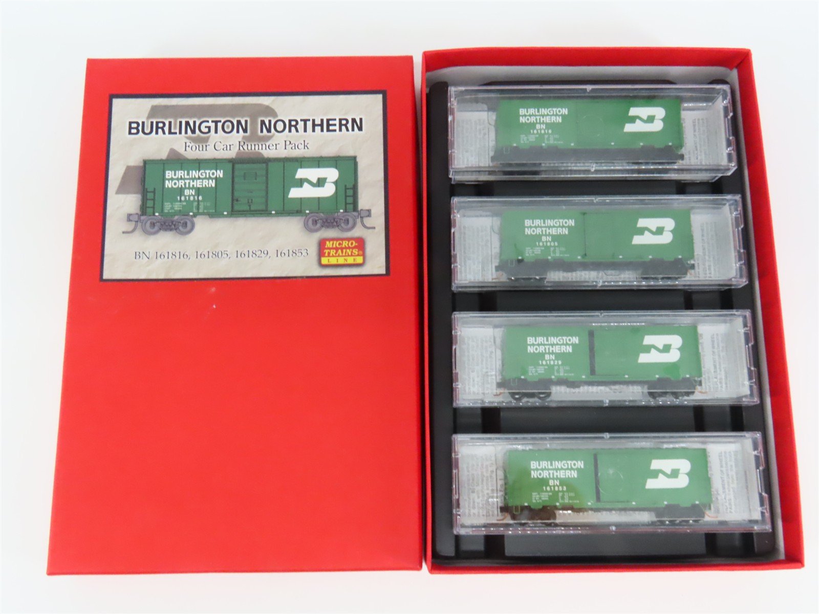 N Micro-Trains MTL 993 00 005 BN Burlington Northern Box Cars 4-Car Runner Pack