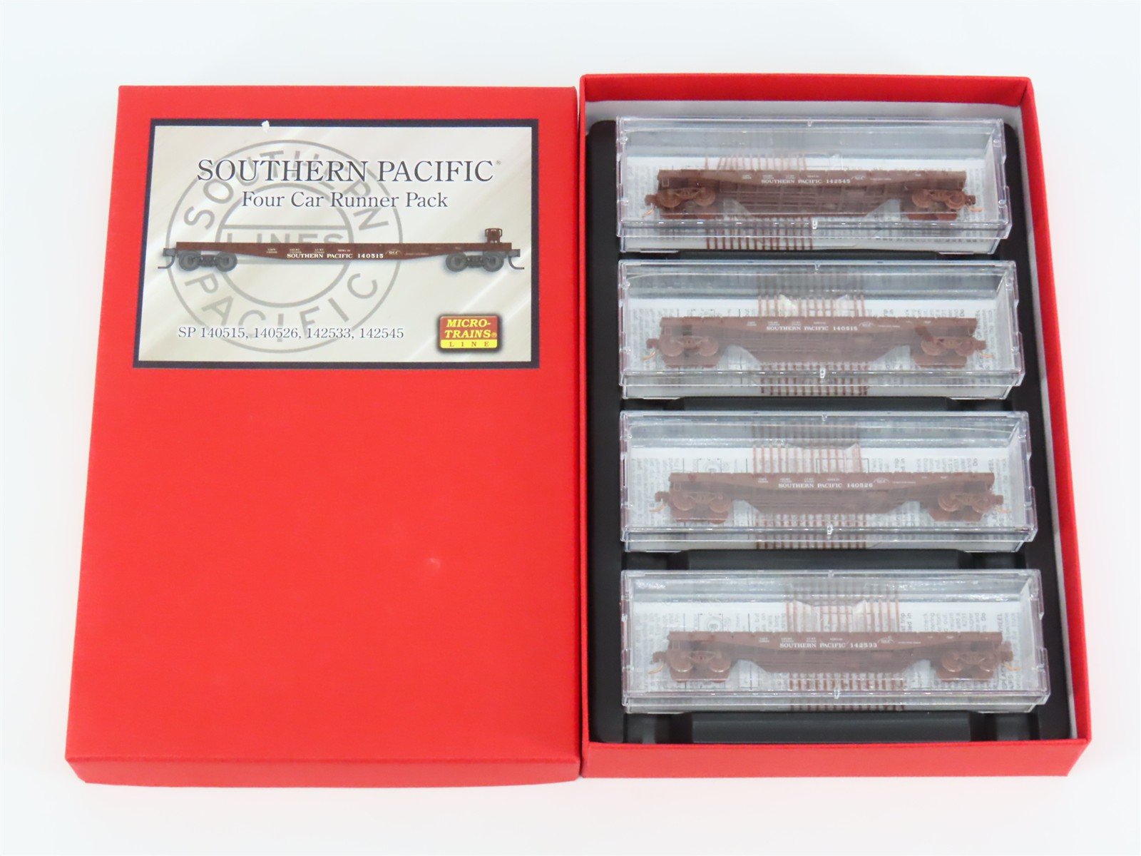 N Micro-Trains MTL 993 00 009 SP Southern Pacific Flat Car 4-Car Runner Pack