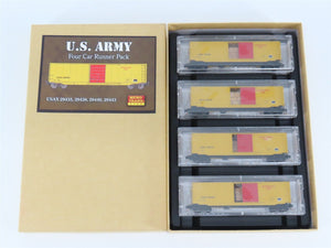 N Micro-Trains MTL 993 00 019 USAX US Army Box Cars w/ Loads 4-Car Runner Pack