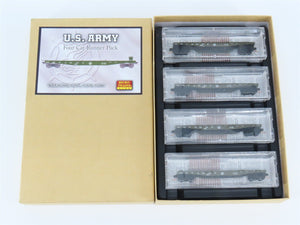 N Scale Micro-Trains MTL 993 00 014 USAX US Army Flat Cars 4-Car Runner Pack