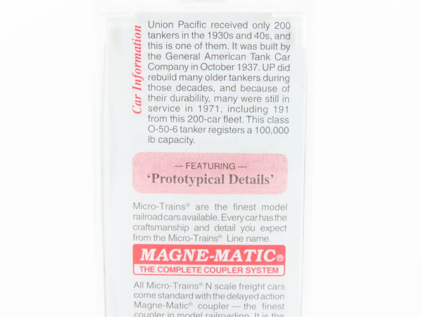 N Micro-Trains MTL 65180 UP Union Pacific Single Dome Tankcar #69019 Custom