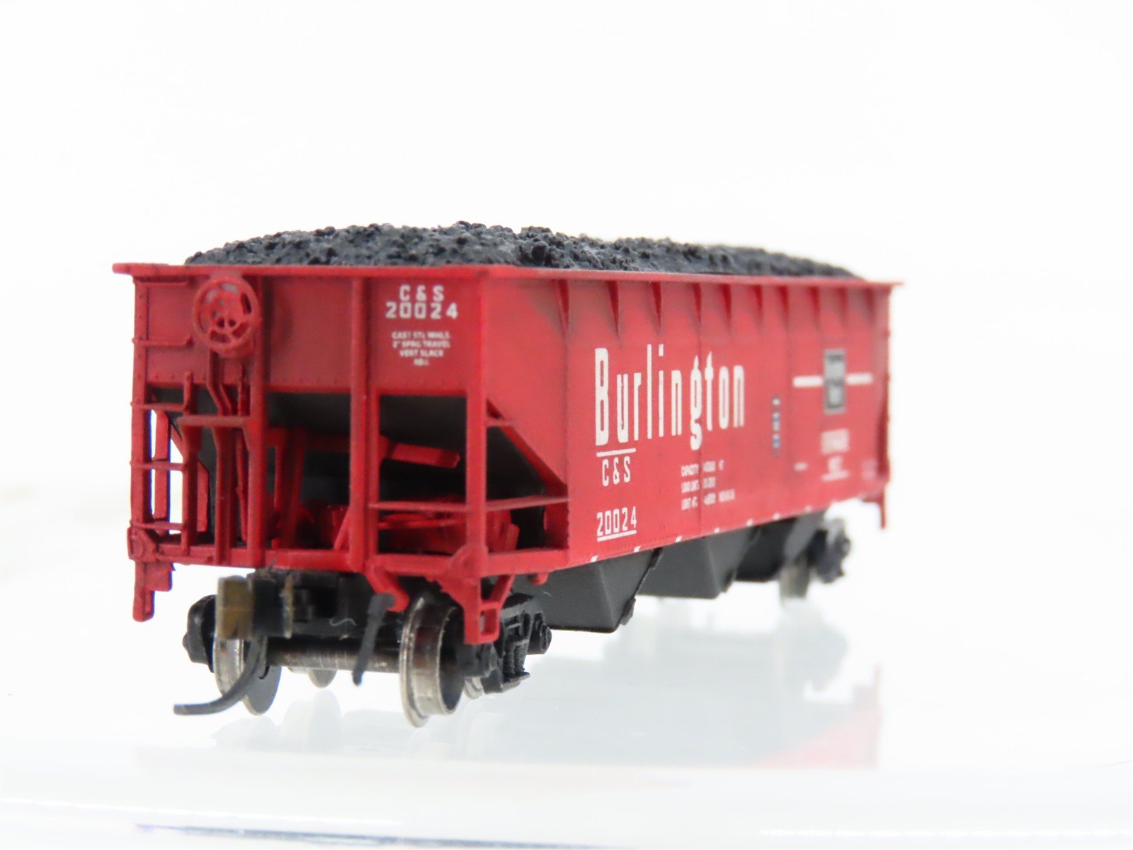 N Scale Bluford Shops 73812 C&S Burlington 3-Bay Hopper #20024 wLoad Weathered