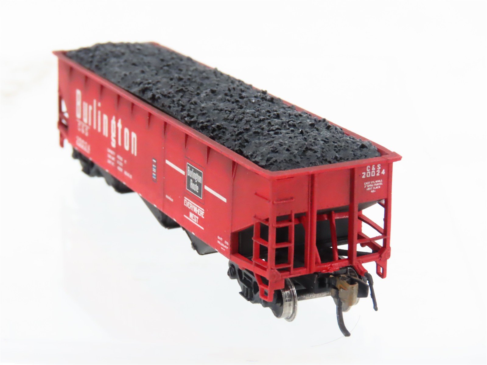N Scale Bluford Shops 73812 C&S Burlington 3-Bay Hopper #20024 wLoad Weathered