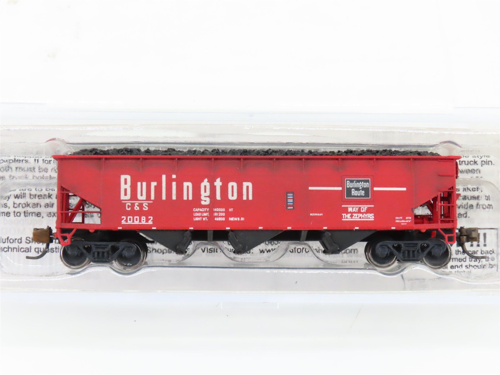 N Scale Bluford Shops 73812 C&S Burlington 3-Bay Hopper #20024 wLoad Weathered