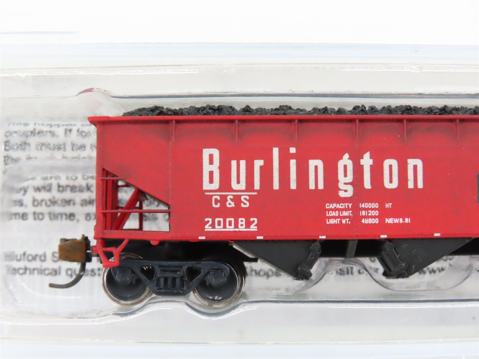 N Scale Bluford Shops 73812 C&S Burlington 3-Bay Hopper #20024 wLoad Weathered