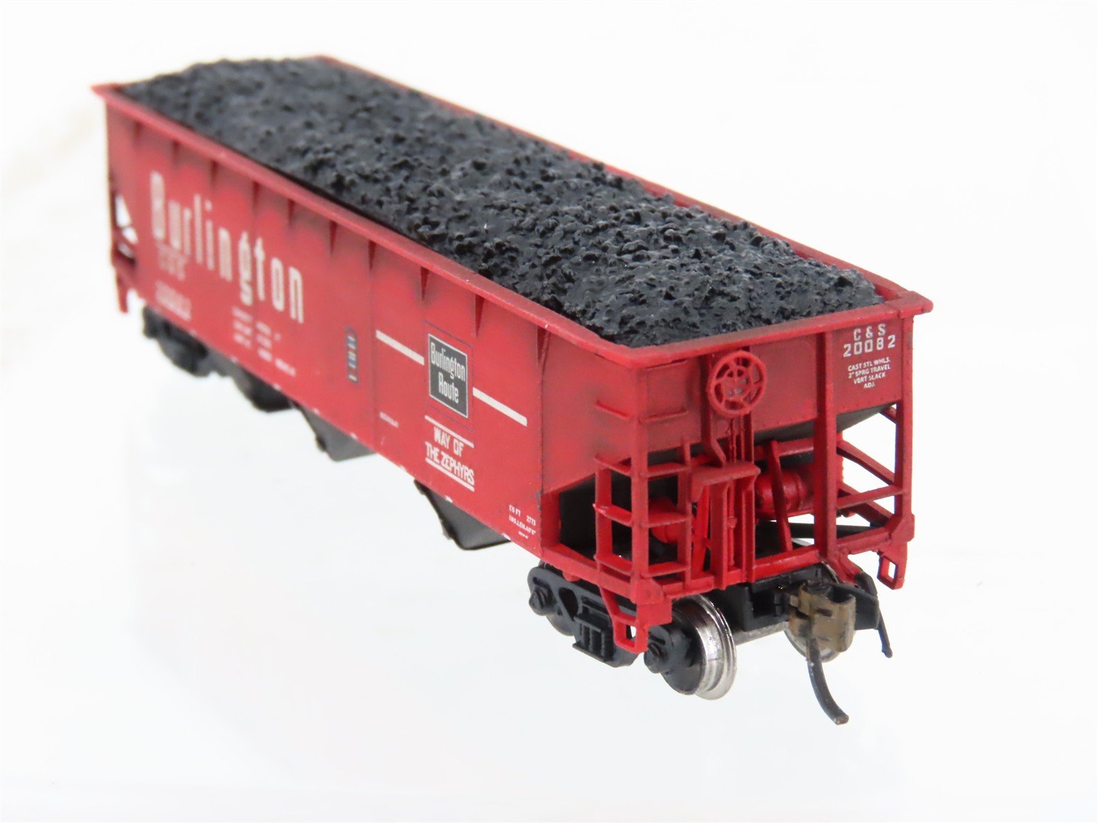 N Scale Bluford Shops 73812 C&S Burlington 3-Bay Hopper #20024 wLoad Weathered
