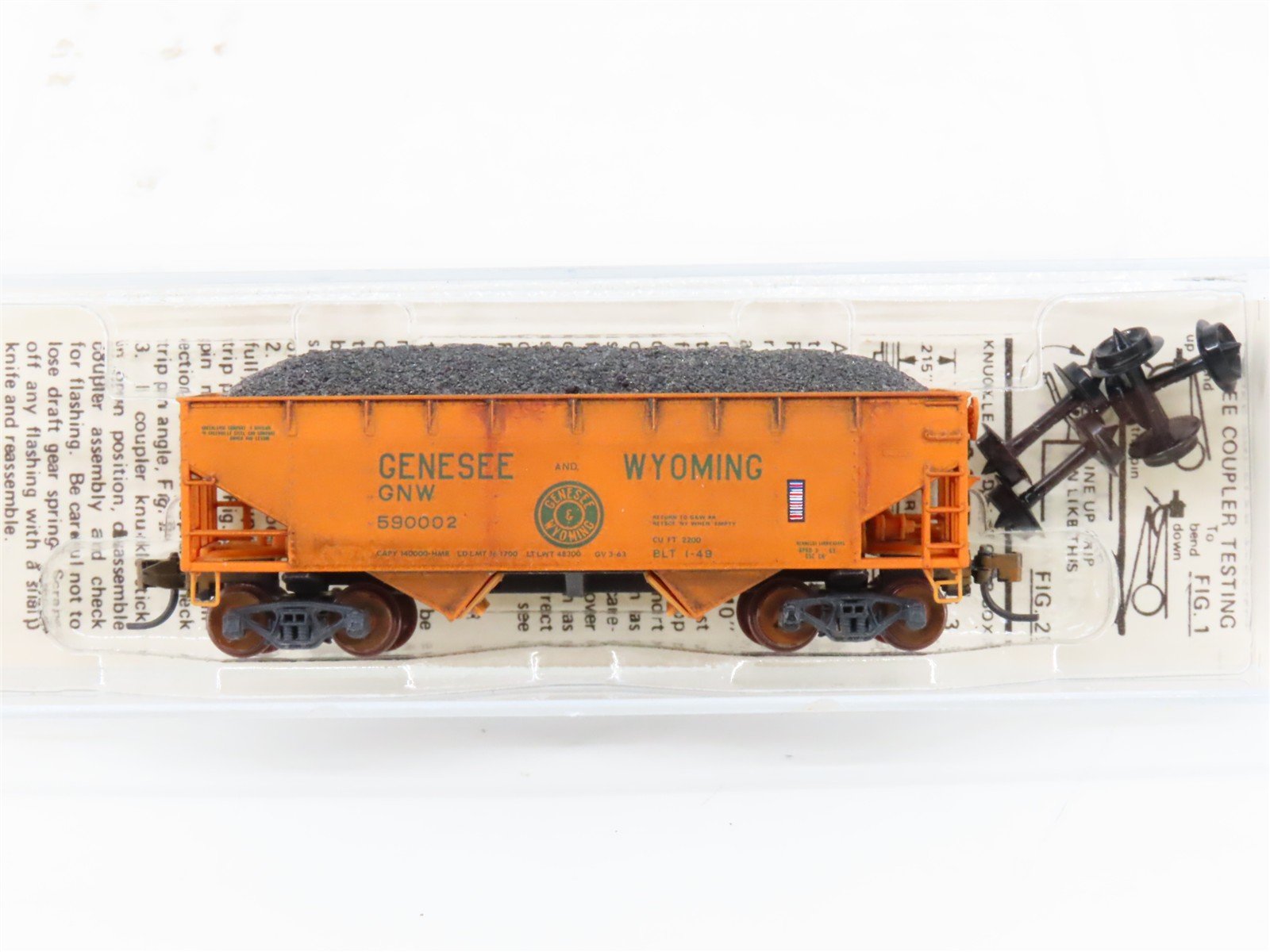 N Micro-Trains/Kadee 55050 G&W Genesee & Wyoming 2-Bay Hopper #590002 Weathered