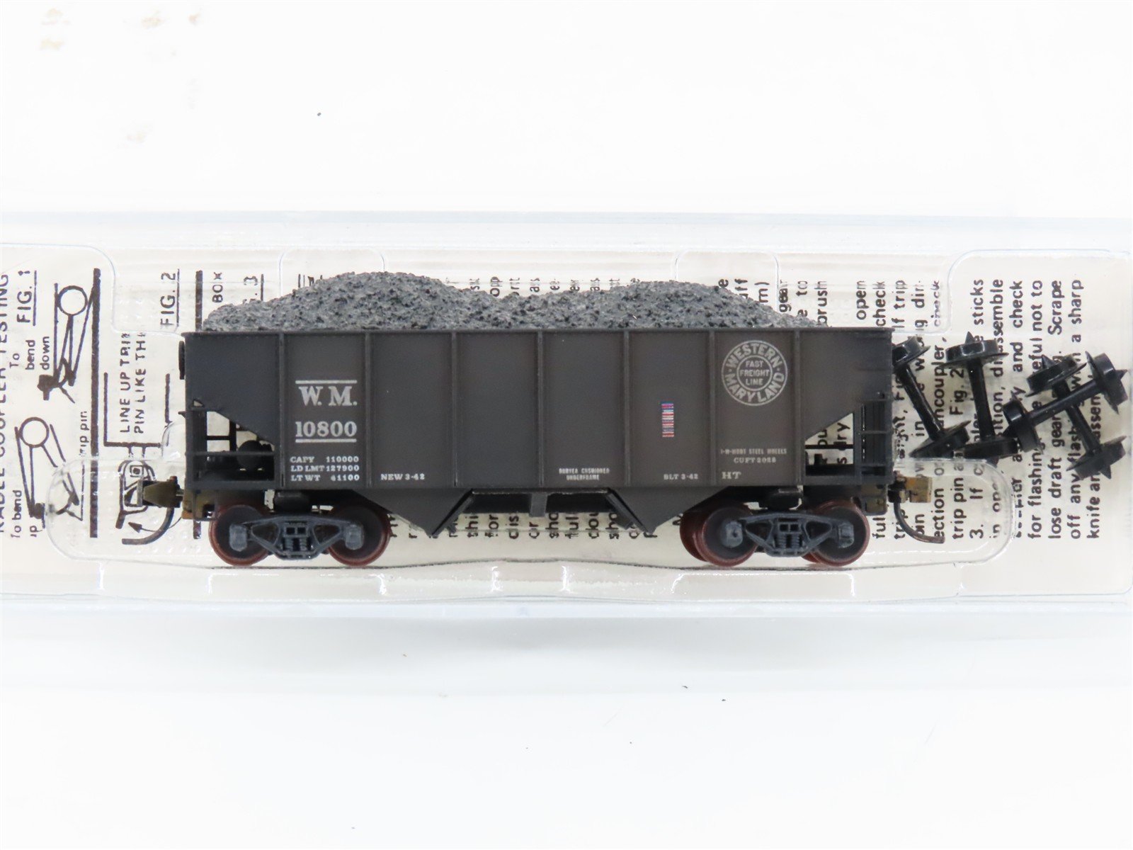 N Micro-Trains/Kadee 56092 WM Western Maryland 2-Bay Hopper #10800 Weathered