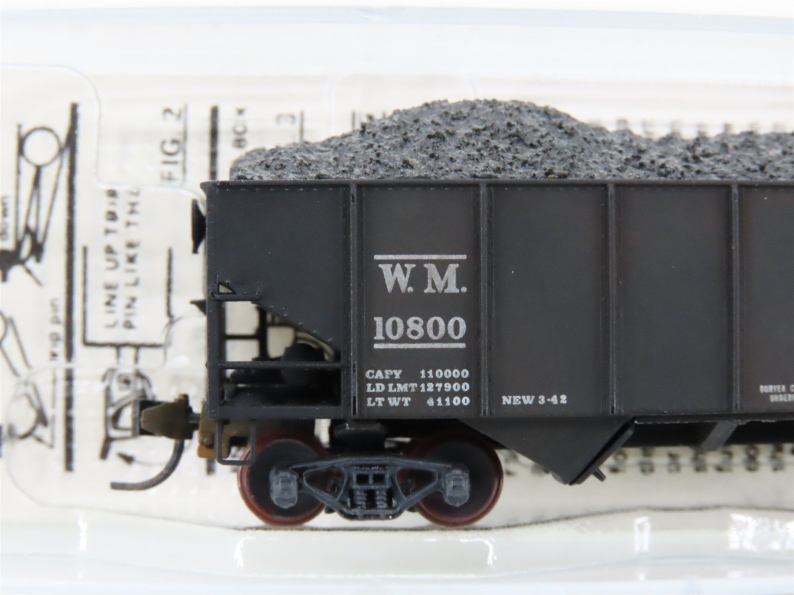 N Micro-Trains/Kadee 56092 WM Western Maryland 2-Bay Hopper #10800 Weathered