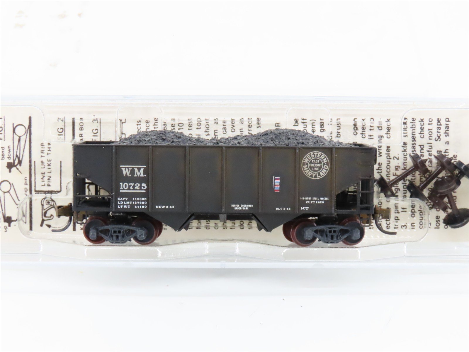 N Micro-Trains/Kadee 56092 WM Western Maryland 2-Bay Hopper #10725 Weathered