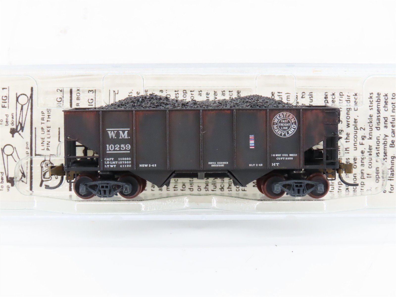 N Micro-Trains/Kadee 56092 WM Western Maryland 2-Bay Hopper #10259 Weathered