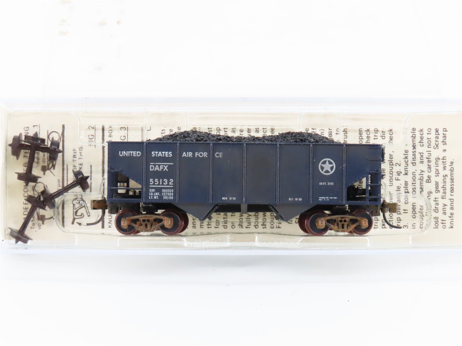 N Micro-Trains/Kadee 56120 DAFX US Air Force 2-Bay Hopper #55132 Weathered