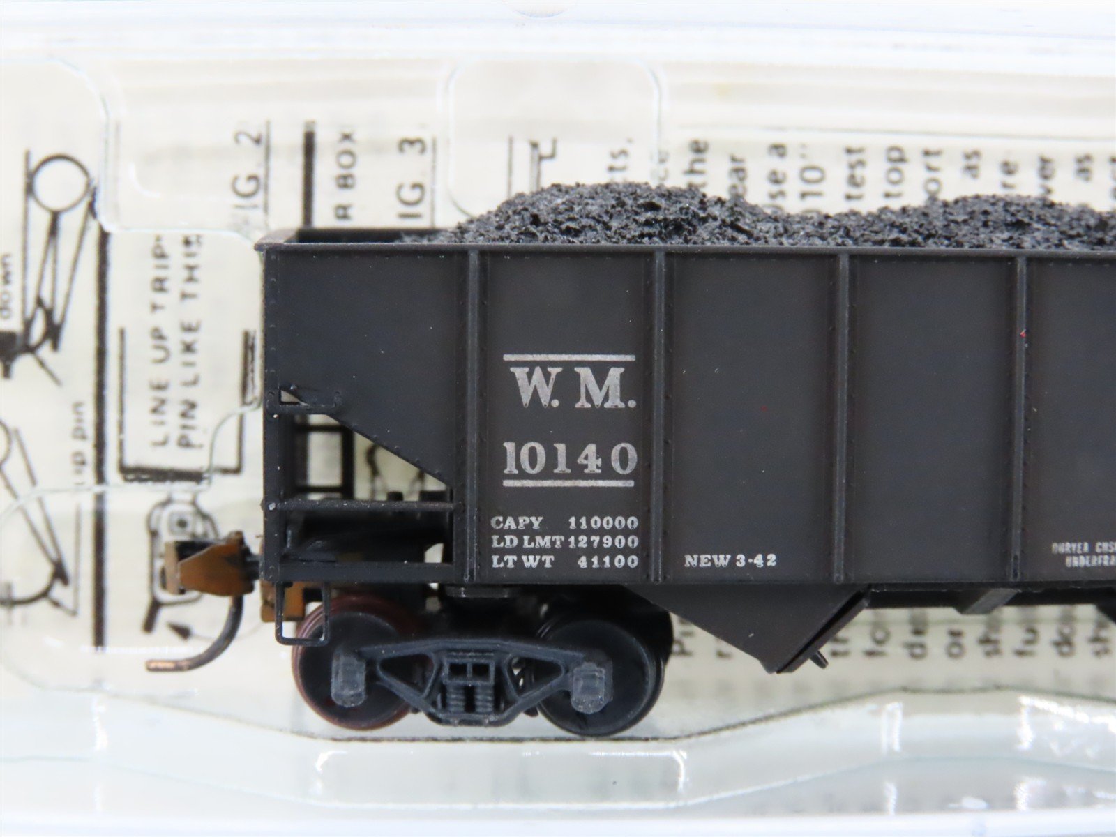 N Micro-Trains/Kadee 56092 WM Western Maryland 2-Bay Hopper #10140 Weathered