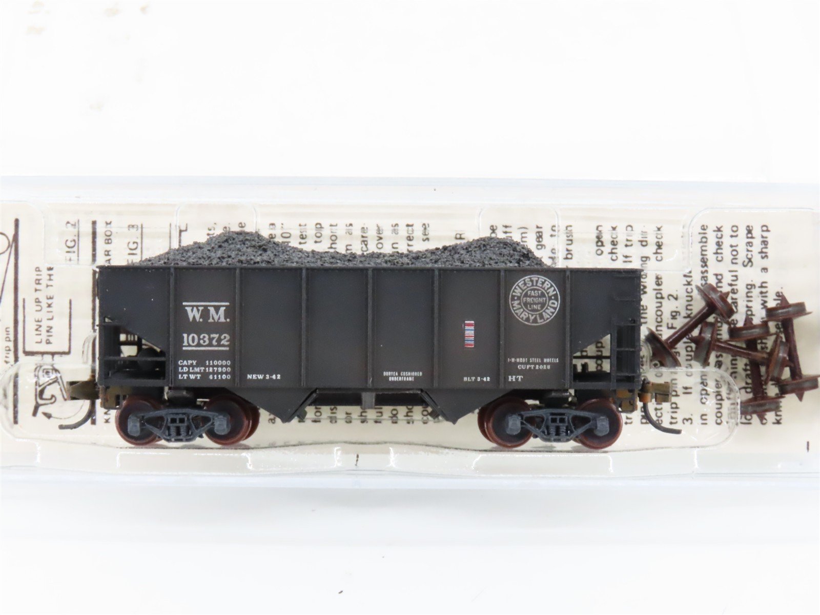 N Micro-Trains/Kadee 56092 WM Western Maryland 2-Bay Hopper #10140 Weathered