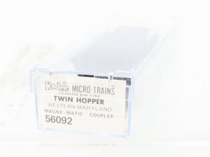 N Micro-Trains/Kadee 56092 WM Western Maryland 2-Bay Hopper #10140 Weathered