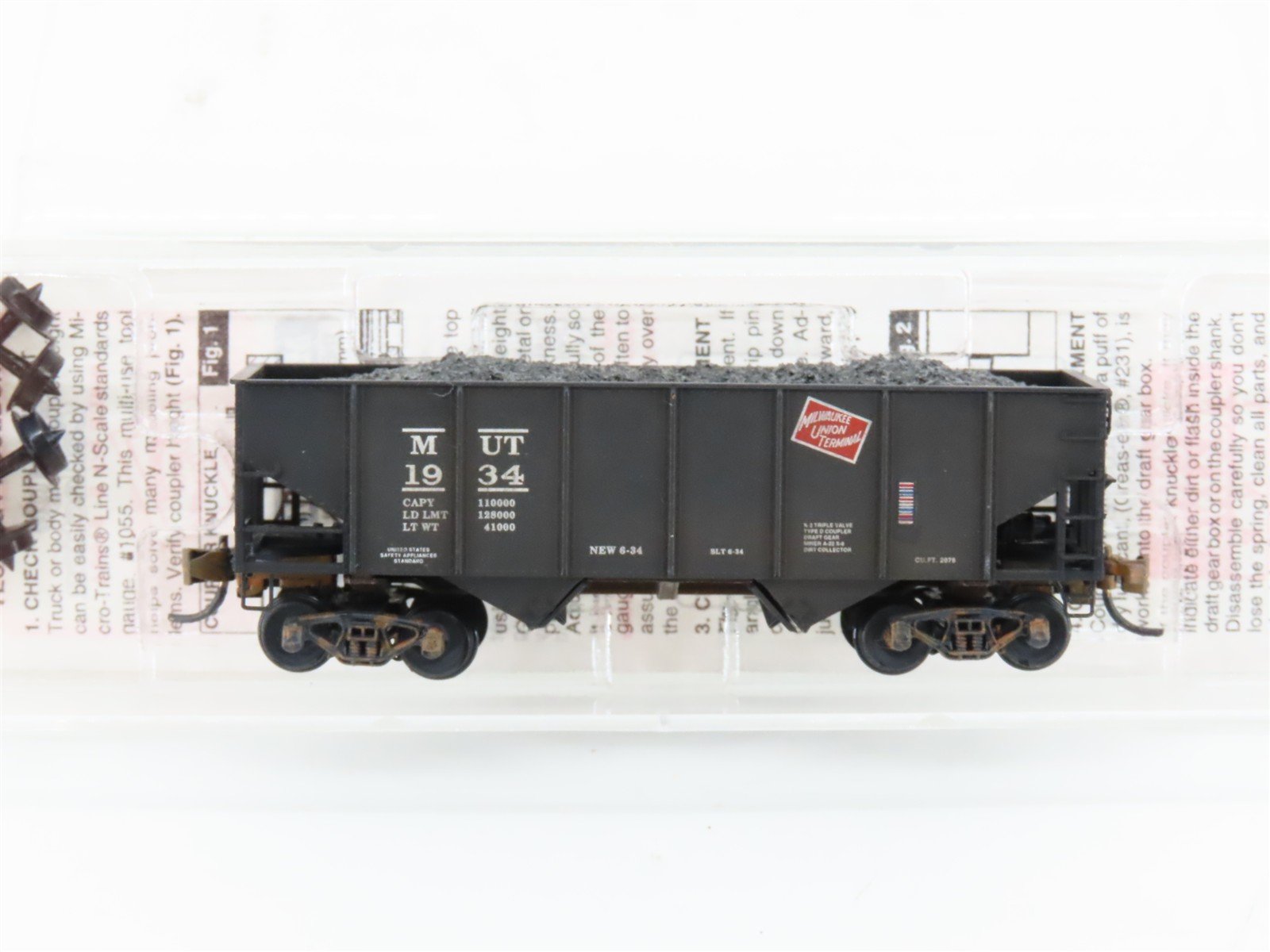 N Micro-Trains MTL MUT Milwaukee Union Terminal 2-Bay Hopper #1934 Weathered