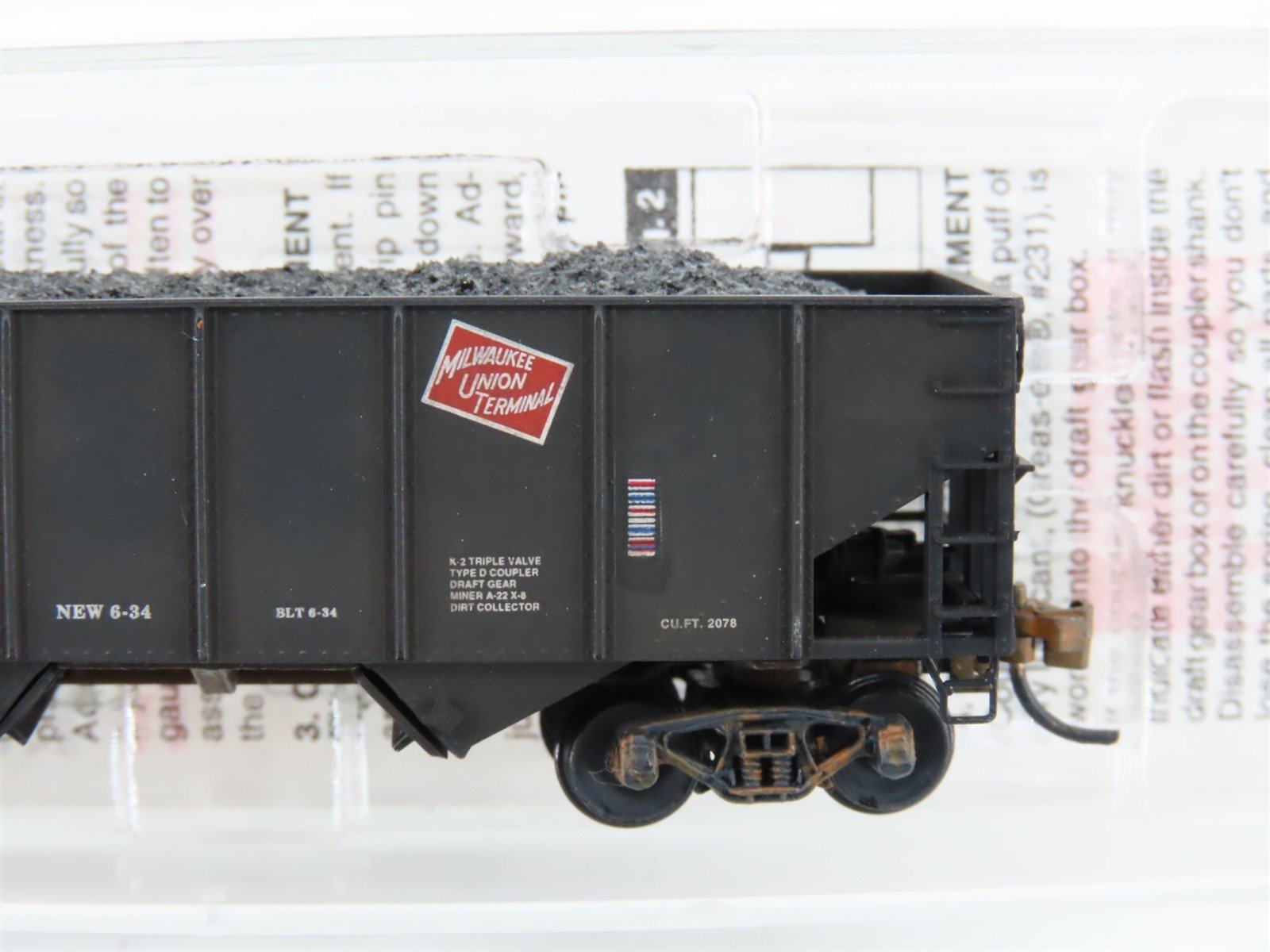 N Micro-Trains MTL MUT Milwaukee Union Terminal 2-Bay Hopper #1934 Weathered