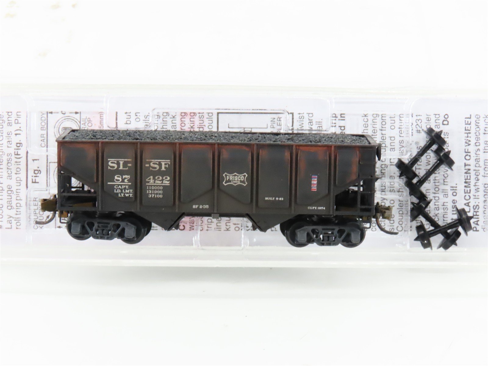 N Scale Micro-Trains MTL 08500050 SLSF Frisco 2-Bay Hopper #87422 Weathered