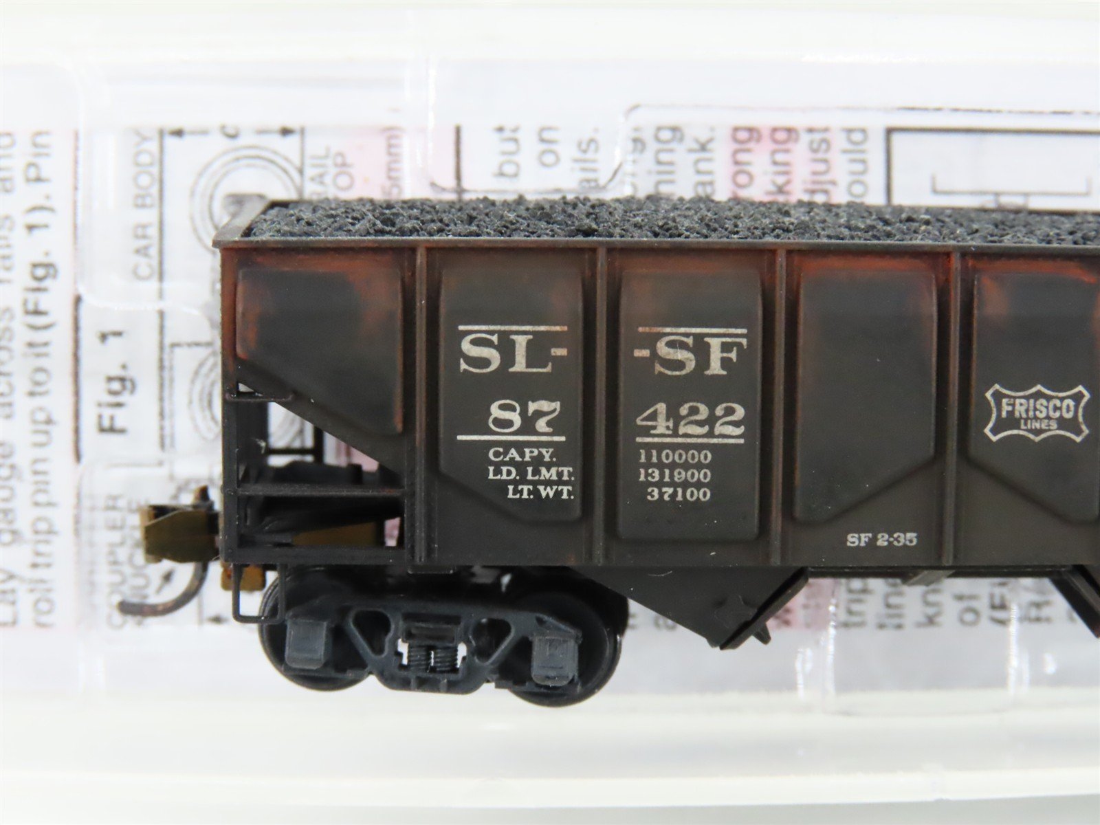 N Scale Micro-Trains MTL 08500050 SLSF Frisco 2-Bay Hopper #87422 Weathered