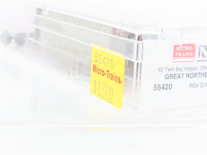 N Scale Micro-Trains/Kadee 55420 GN Great Northern 2-Bay Hopper #73579 Weathered