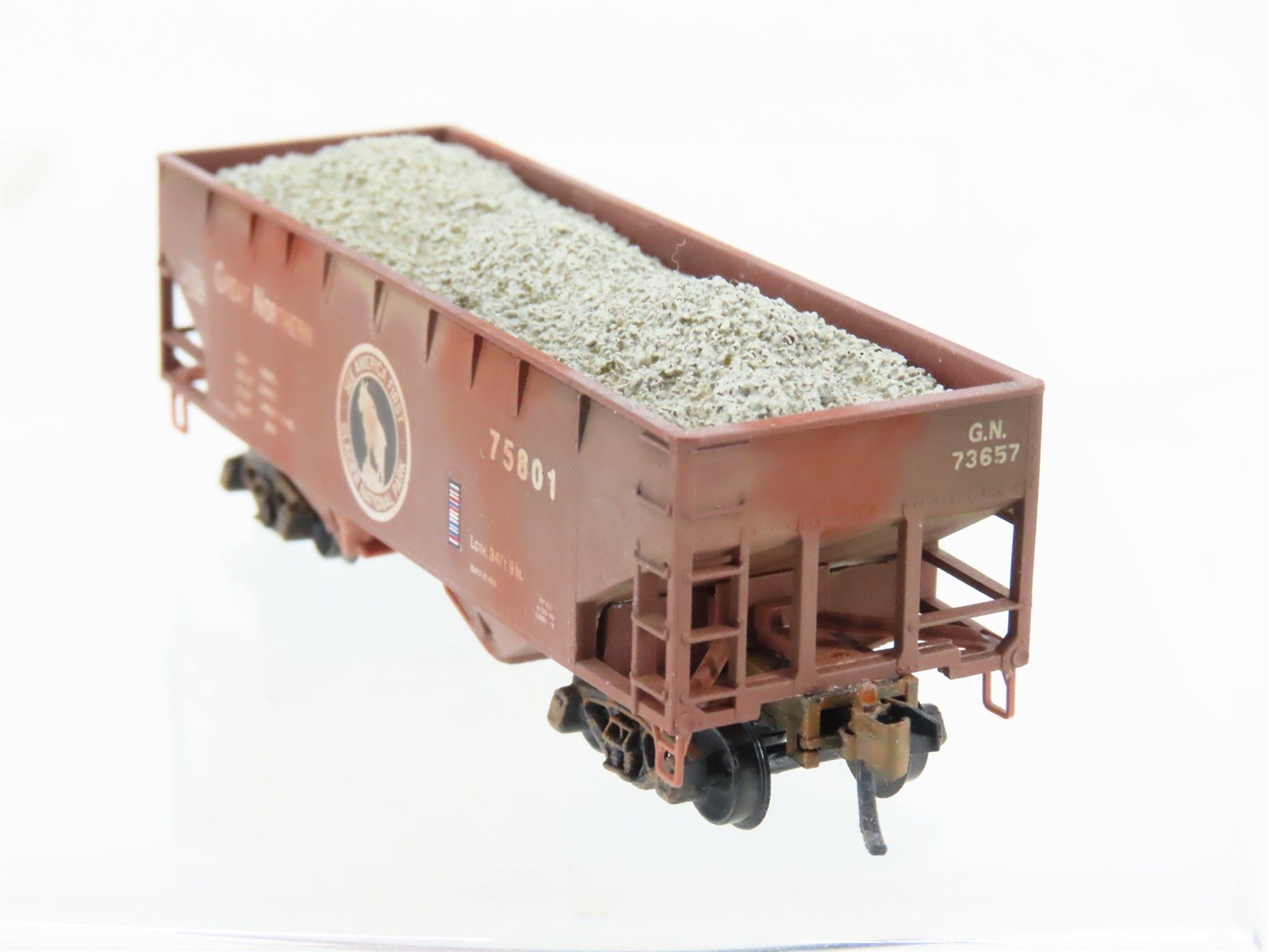 N Micro-Trains MTL 05500420 GN Great Northern 2-Bay Hopper #75801 Weathered